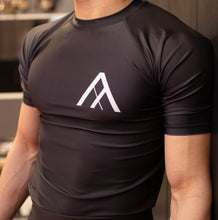 Load image into Gallery viewer, Ashi Black Rashguard- Short Sleeve
