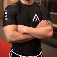 Load image into Gallery viewer, Ashi Black Rashguard- Short Sleeve
